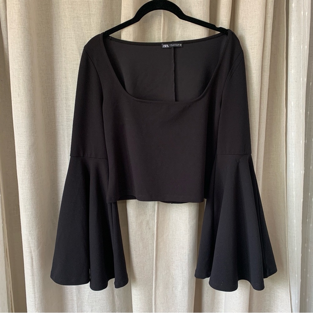 ZARA BLACK CROPPED BATWING TOP - Picture 1 of 6